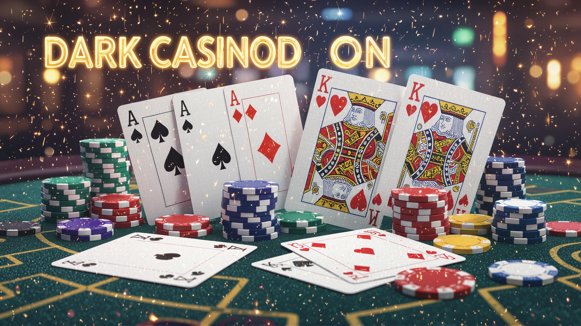 Carte da poker e fiches su un tavolo da casinò
